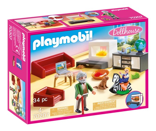 Playmobil Dollhouse 70207 Salon Avec Cheminée