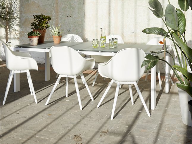 Tuintafel Arolla Met Glas Lichtgrijswit L 220 X B 100 Cm