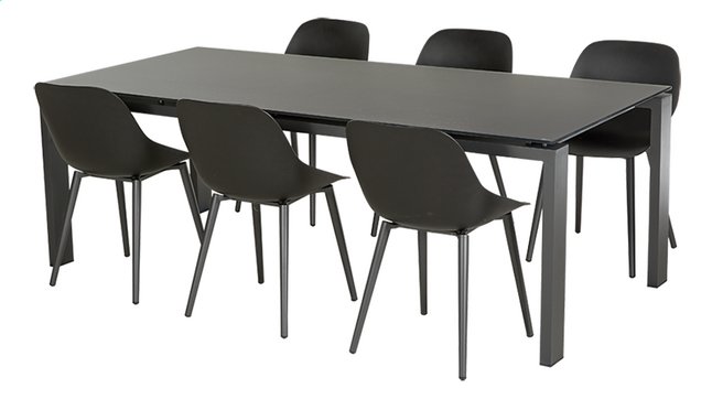 Table De Jardin Arolla Avec Verre Gris Foncéanthracite L 220 X Lg 100 Cm