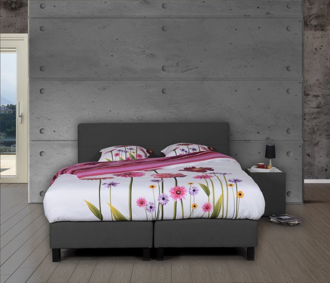 Boxspring Fixe Charles Tissu Dameublement Anthracite