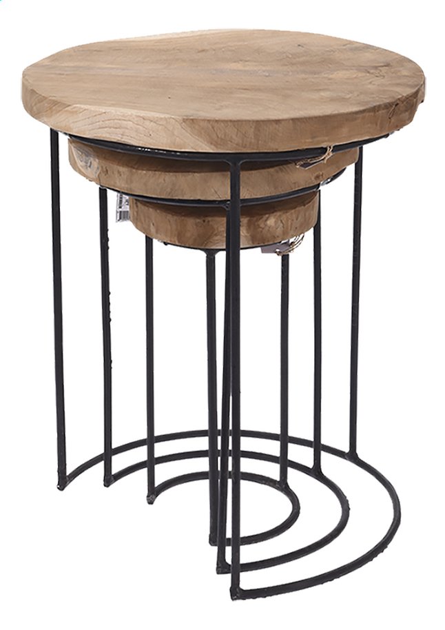 Ensemble De 3 Tables Gigognes Rondes En Teck Pas Cher A Prix Discount