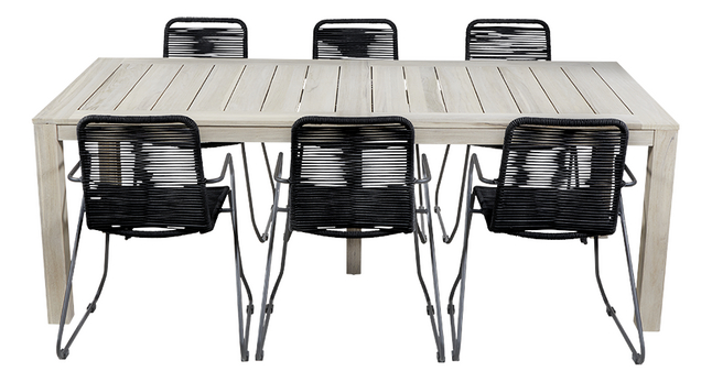 Ensemble De Jardin Ulm 220 Cm Ibiza Noir 6 Chaises Pas Cher A