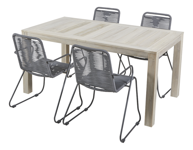 Ensemble De Jardin Ulm 160 Cm Ibiza Gris 4 Chaises Pas Cher A