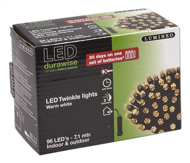 Lumineo slingerverlichting led 96 lampjes warm wit Lumineo slingerverlichting led 96 lampjes warm wit