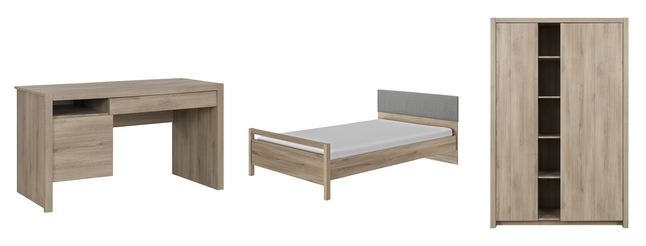 Chambre 3 Elements Avec Garde Robe 2 Portes Ethan Pas Cher A Prix