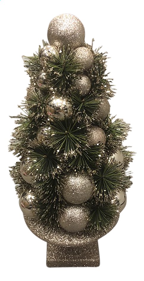 Sapin De Noël Avec Boules Et Paillettes Doré
