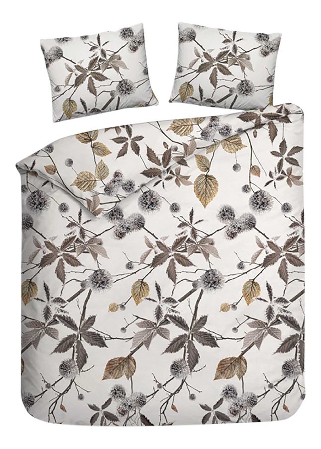 Heckett Lane Dekbedovertrek Abigail Leaf Brown Flanel Koop Nu